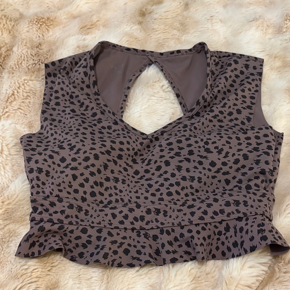 Leopard Print Flutter Bottom Sports Bra